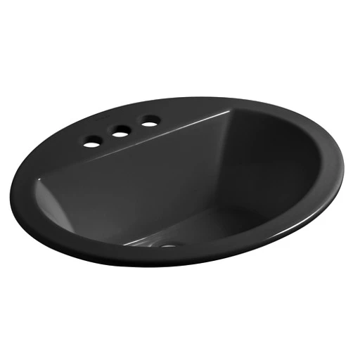 Kohler K-2699-4-7 vitreous China Drop-In oval Bathroom Sink, 21 x 21 x 9.8 inches, Black/Black