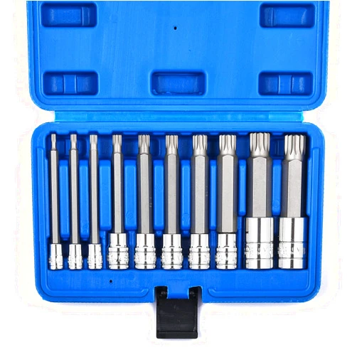 MIXPOWER 10 Piece Spline Tip Bit Socket Set, M-Type, S2 and Cr-V Steel, Extra Long 4'' Length, M4-M18, XZN Triple Square Spline Bit Socket Set