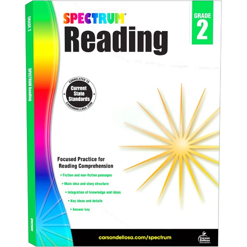 Spectrum Reading Comprehension Grade 2, Ages 7 to 8, Second Grade Reading Comprehension Workbook, Nonfiction and Fiction Passages, Story Structure and Main Ideas - 174 Pages