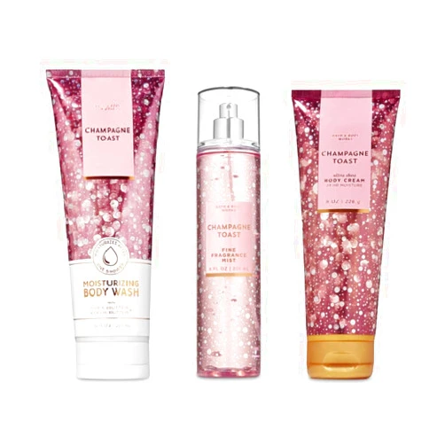 Bath & Body Works Bath and Body Works - Champagne Toast - 3 pc. Gift Set - Moisturizing Body Wash, Fine Fragrance Mist and Ultra Shea Body Cream - (2019 Edition)