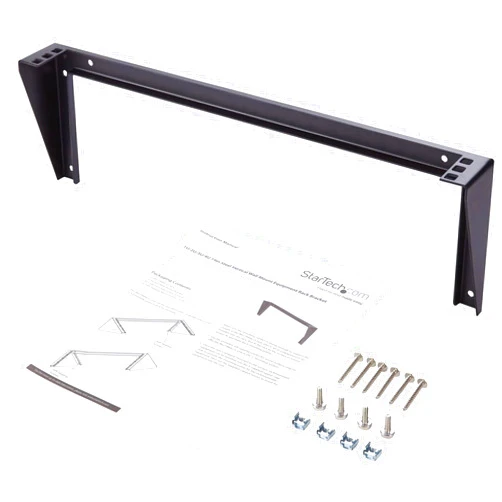 StarTech.com 1U Wall Mount Patch Panel Bracket – 19 in – Steel - Vertical Mounting Bracket for Networking and Data Equipment (RK119WALLV)