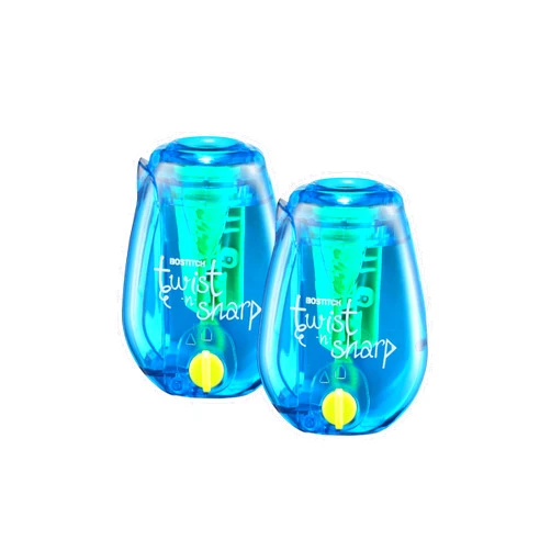 Bostitch Office Twist-n-Sharp Pencil Sharpener, for Kids & Colored Pencils, Assorted Colors (PS1-BLUE-2PK)