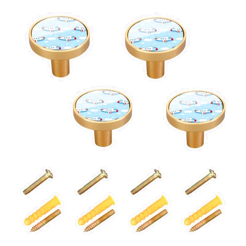 YETTASBIN Cute Plane Cabinet Knobs 4 Pack, Round Drawer Dresser Pulls Handles Knobs, 1-1/4 Inch Kitchen Cabinet Hardware Knobs for Door, Closet Home Office Furniture Decor
