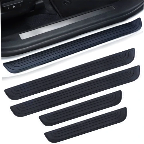 SINGARO Car Door Threshold Protection, 4PCS Door Edge Step Dust Shield Cover, Door Width 19.8x1.57inch Car/SUV Universal Rubber Scratch Resistant Exterior Accessories (Black)
