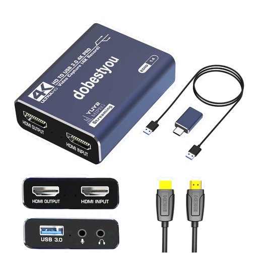 Dobestyou 4K Audio Video Capture Card with HDMI Cable,USB 3.0, Full HD 1080P for Game Recording, Live Streaming Broadcasting…