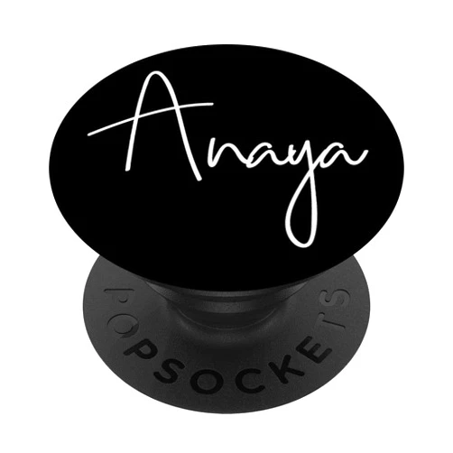 Anaya Pop Design Birthday Gift Anaya Name White on Black for Girls & Women - Anaya PopSockets Grip and Stand for Phones and Tablets