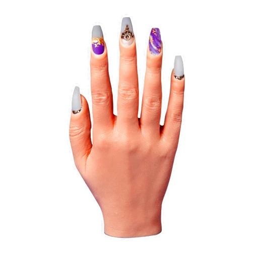 Nail Nobility Professional Silicone Practice Hand for Acrylic Nails by Nail Nobility - Full Poseable Hand for Practicing Nail Art, Acrylic, Gel Techniques by Nail Techs Artists - Flexible, Reusable, Realistic