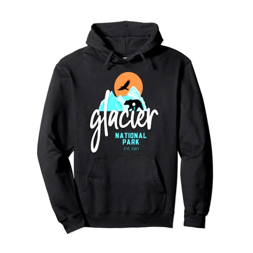 Vintage National Parks Apparel Retro Glacier National Park Montana Mountains Vintage Pullover Hoodie