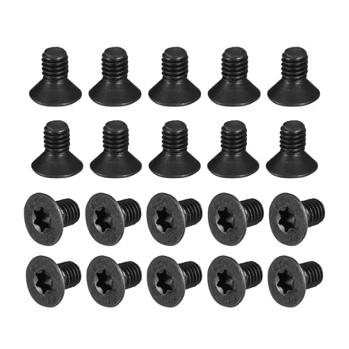 uxcell M6-1.0x10mm Flat Head Torx Anti Theft Machine Screws, 30Pcs 10.9 Grade Alloy Steel, Torx Drive, Countersunk Head, Full Thread, Black Oxide Finish