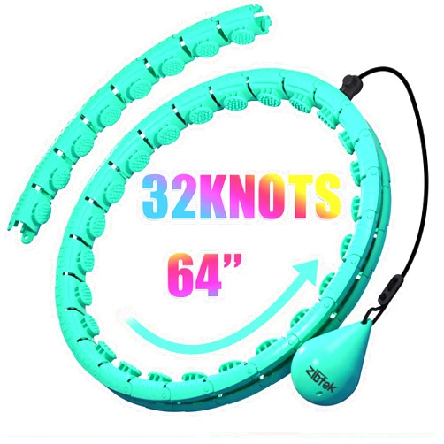 ZIBTREK Infinity Weighted Fitness Hoop for Adults, Smart Hula Circle Hoops with 32 Detachable Knots, Adjustable Waist Ring with Auto-Spinning Ball, Designed for Home Workouts and Full-Body Exercise