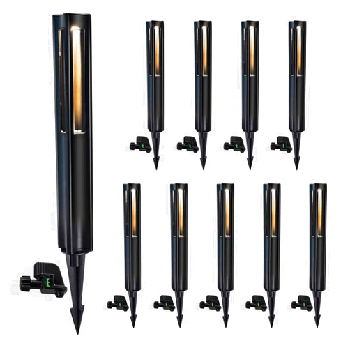 Wohenhao 10-Pack Low Voltage Landscape Pathway Lights with Wire Connectors, 3W 12V AC/DC LED Path Lighting for Courtyard/Lawn/Driveway, IP65 Waterproof Die-Cast Aluminum Construction, 3000K Warm White