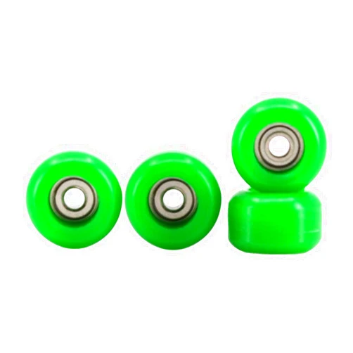 Teak Tuning CNC Polyurethane Fingerboard Bearing Wheels, Green - Set of 4 Wheels - Durable Material with a Hard Durometer