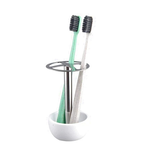 Dullrout Toothbrush Holder Stand, Multi-functional Toothbrush Holder for Bathroom Vanity Countertop, Stainless Steel Divided, Stylish Design, Holds 4 Standard Brushes, Ideal for Home, Hotel