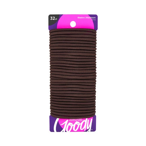 Goody Ouchless Goody Hair Ouchless Women's Hair Braided Elastics 4mm for Medium Hair, Brown, 32 Count