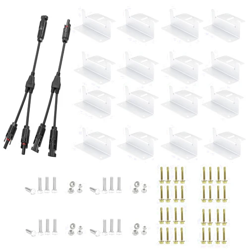ECO-WORTHY Solar Connectors Y Branch Parallel PV Adapter Cable Wire Plug Tool Kit with 16 Units Solar Panel Mounting Z Brackets
