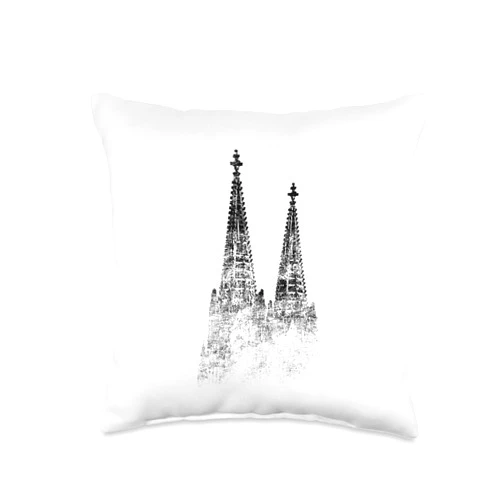 Beautiful Cologne Cathedral Designs Cathedral Vintage Köln Lover Skyline Cologne Throw Pillow, 16x16, Multicolor