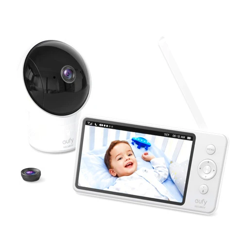 eufy Security Spaceview Video Baby Monitor E110 with Camera and Audio, Security Camera, 720p HD Resolution, Night Vision, 5