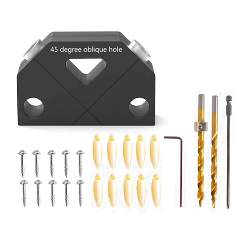 CEPTOR Woodworking Drilling Jig Kit 45 Degree Hole Punch Locator Punching Assistant Tool for Woodworking