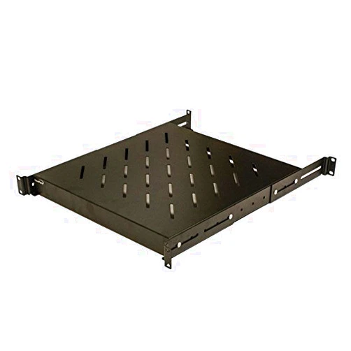 NavePoint 1U 19-Inch Fixed 4-Post Rack Mount Server Shelf with Adjustable Depth from 18-29 Inch Black