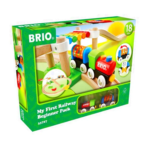 BRIO My First Railway - 33727 Beginner Pack | Engaging Wooden Toy Train Set for Toddlers Age 18 Months and Up | FSC-Certified Materials | Compatible with All My First Railway and BRIO World Toys