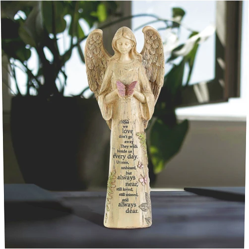 Voltogar Garden Resin Angel Statue Standing with Butterfly, Patio and Lawn Decoration Outdoor Waterproof Sculpture Ornament for Angel Memorial Gifts Home Decoration, 10