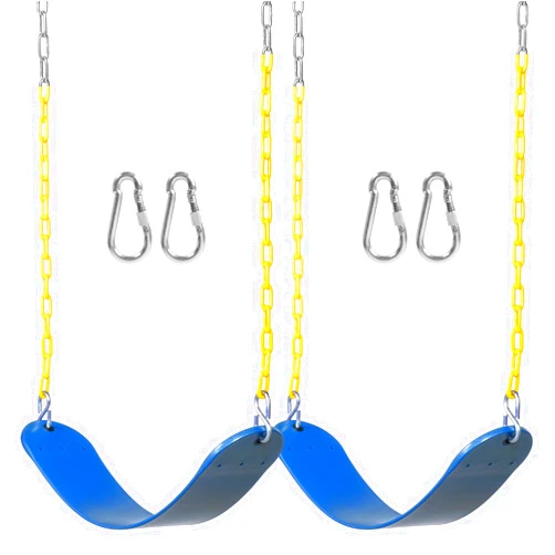 DECORLIFE 2-Pack Swing Seats for Swing Set, Support 330lb, Swings Replacement Kits with Coated Chains for Kids Adults, Swing Set Accessories with Snap Hooks for Outdoor Backyard Playground, Blue