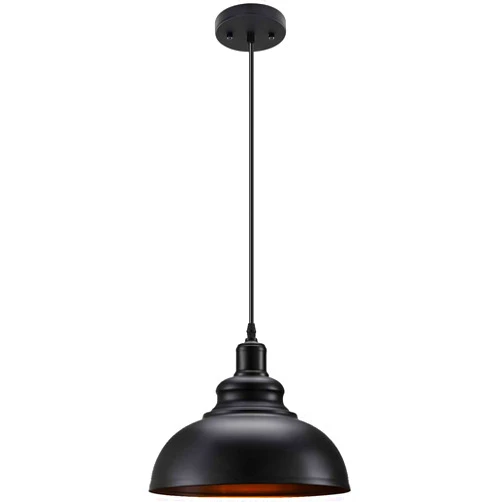 Asnxcju Farmhouse Pendant Light, Black Metal Pendant Light Fixtures, Industrial Vintage Adjustable Hanging Ceiling Light Fixture for Kitchen, Barn, Dining Room, Sink (1 Pack)