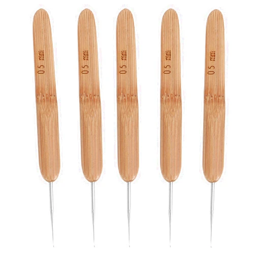 STOBOK 5Pcs Dreadlocks Crochet Hooks for Hair Wood Handle Locs Crochet Needles Dread Locks Crochet Loc Needle for Braid Craft 0.5mm Dreadlocks Interlocking Tool
