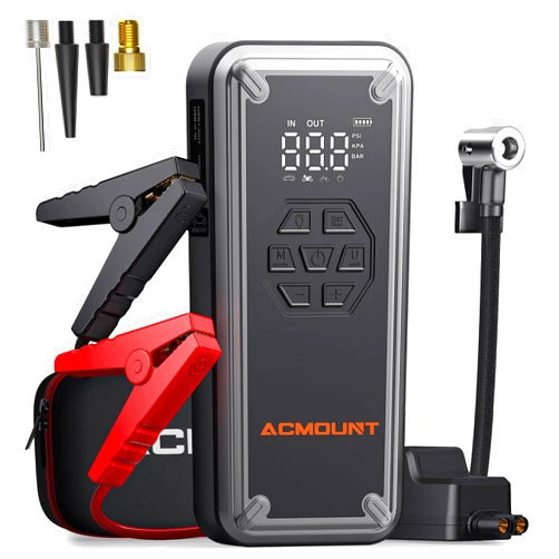 Acmount Jump Starter W160 3000A Car Jump Starter with Tire Inflator Portable Air Compressor, 150PSI Tire Inflator with LCD Display, 12V Car Battery Jumper Pack for Up to 9.0 Gas/8.0L Diesel, LED Light