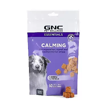 GNC Pets Essentials Calming Soft Chew Dog Supplements | 60 Ct Bacon Flavor Dog Soft Chew Supplements for Calming and Relaxation | Adult Dog Calming Chews for Anxiety