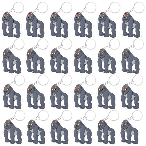 CiciBear 24 Pack Gorilla Keychains Party Decoration for Guests, Wild Animal Themed Party, Jungle Safari Baby Shower, School Party, Zoo Kids Birthday