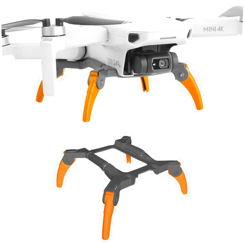 Sinyutia Mini 4K Landing Gear - Foldable Quick Release Extension Leg Height Extended Protection for DJI Mini 4K Drone Accessories (Orange-Gray)