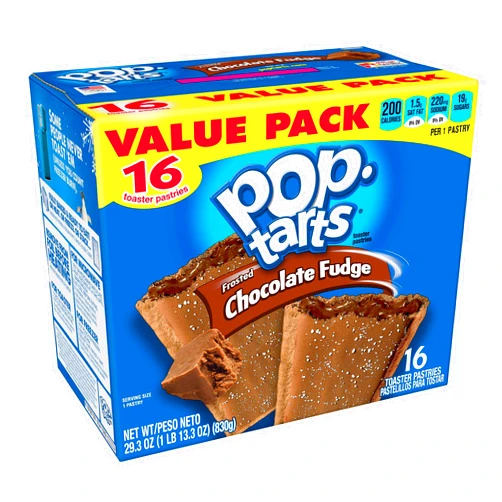 Pop-Tarts Breakfast Toaster Pastries, Frosted Chocolate Fudge Flavored, Value Pack, 29.3 oz (16 Count)(Pack of 8)