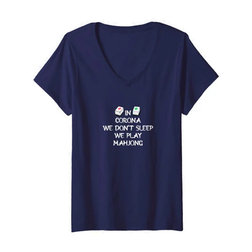 I Love Mahjong Tee & Gifts In Corona We Don't Sleep We Play Mahjong US Cities V-Neck T-Shirt