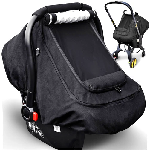 YVMVDV Waterproof Baby Car Seat Cover，YVMVDV Patented Cold Weather Carseat Cover for Babies,Infant Car Seat Cover Canopy for Boy Girls,Windproof Car Seat Canopy, Keeps Babies Warm and Cozy Black