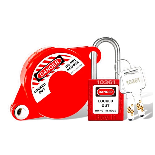 Boviisky Gate Valve Lockout with Safety Padlock, 1 Set, Red Outdoor FaucetLock, Water Spigot Lock, Valve Handles with a Diameter of 1-2.5 inches, OSHA Compliant