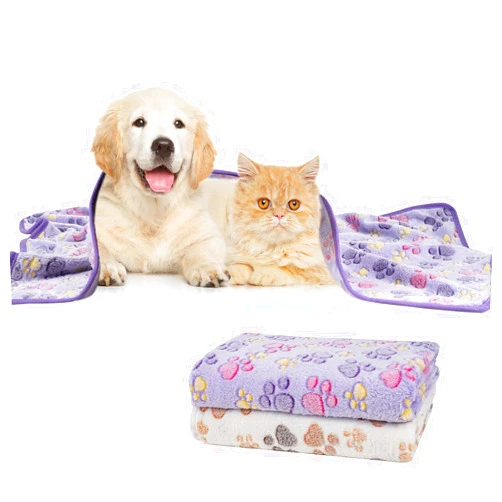 Dono 1 Pack 2 Dog Blankets Soft Fluffy Cute Paw Pattern Fleece Pet Blanket Warm Sleep Mat Cute Print Design Puppy Kitten Blanket Doggy Mat Paw Print for Animals