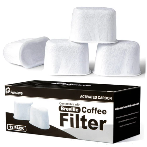 Possiave 12-Pack Charcoal Water Filters Compatible with Breville BWF100 Machines, Breville Espresso Machine Water Filter Replacement