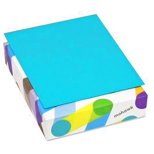 Brite Hue Mohawk 102657 BriteHue Multipurpose Colored Paper, 24lb, 8 1/2 x 11, Sea Blue, 500 Sheets