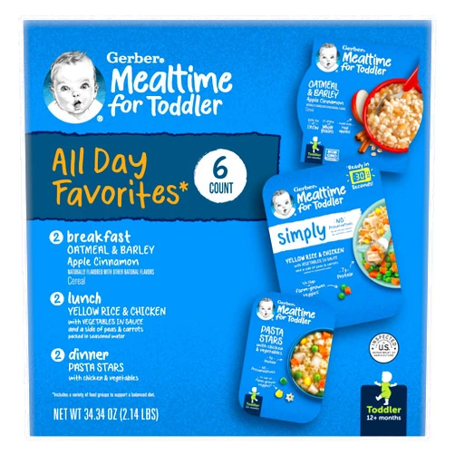 Gerber Mealtime for Toddler, All-Day Favorites, 6 oz Tray, 6 Pack, Variety Pack - 6 Pack