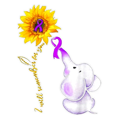 HJ Media Elephant I Will Remember for You Sunflower Alzheimers Awareness Sticker Vinyl Decal Car Laptop Wall Window Bumper Sticker 5