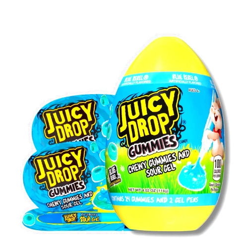 LYZA'S SWEETS & TREATS Easter Juicy Drop Pop Gummies - In Festive Easter Egg Packaging - Includes 24 Gummies and 2 Juice Pens in Each Egg! - Gift Pack By Lyza's Sweets & Treats (Pack of 1, Blue Rebel or Knockout Punch)