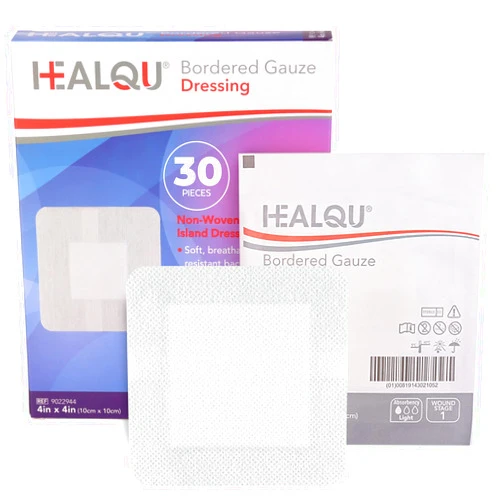 HEALQU Bordered Gauze Island Dressing - 30 Count, 4