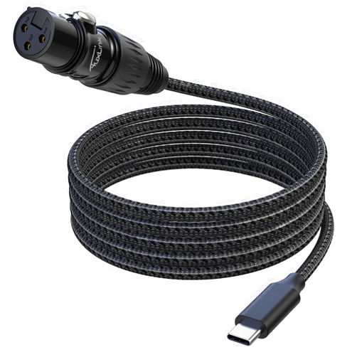AuxLink XLR to USB C Cable 3ft, XLR to USB, USB C to XLR Female Microphone Cable Nylon Braided for iPhone 15, Samsung, Google, HTC, Xiaomi Smartphone, Tablets, Notebooks