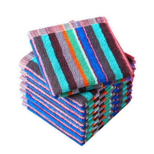 Oeleky Kitchen Dishcloths for Washing Dishes, Ultra Absorbent Dish Rags, Cotton Cleaning Cloths Pack of 8, 12x12 Inches (Wide Stirpe, 12x12 inch)