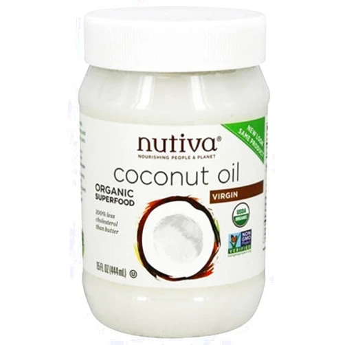 Nutiva Organic Coconut Oil, Cold-Pressed, Unrefined Cooking Oil, Natural Hair Oil, Skin Oil, Massage Oil, USDA Organic, Extra Virgin Coconut Oil (Aceite de Coco) 15 Fl Oz (Pack of 2)