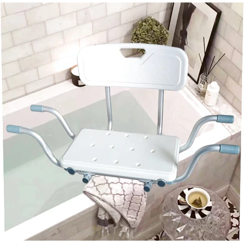 Vijian Bathtub Shower Bench for Seniors, Suspended Shower Stool Bath Chair for Elderly, Aluminium Handicap Tub Shower Seats for Adults, with Back