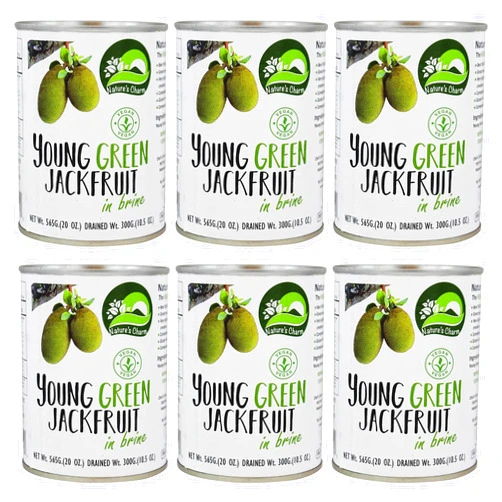 Nature's Charm Young Green Jackfruit in Brine (6 Pack, Total of 120oz)