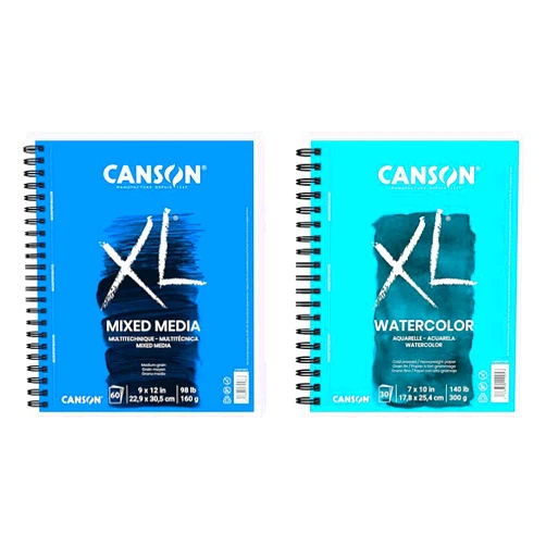Canson XL Series Mixed Media and Watercolor Paper Pads, 9x12 in 60 Sheets and 7x10 in 30 Sheets