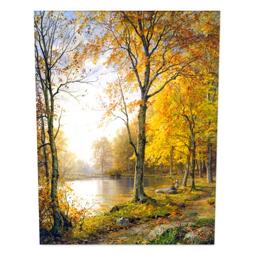 CLOUD NINE PRINTS | Autumn Day, Vintage American Landscape Print - Sunset Tree Wall Art, Golden Yellow Fall Decor, Rustic Forest Art (Unframed 8x10 Print)